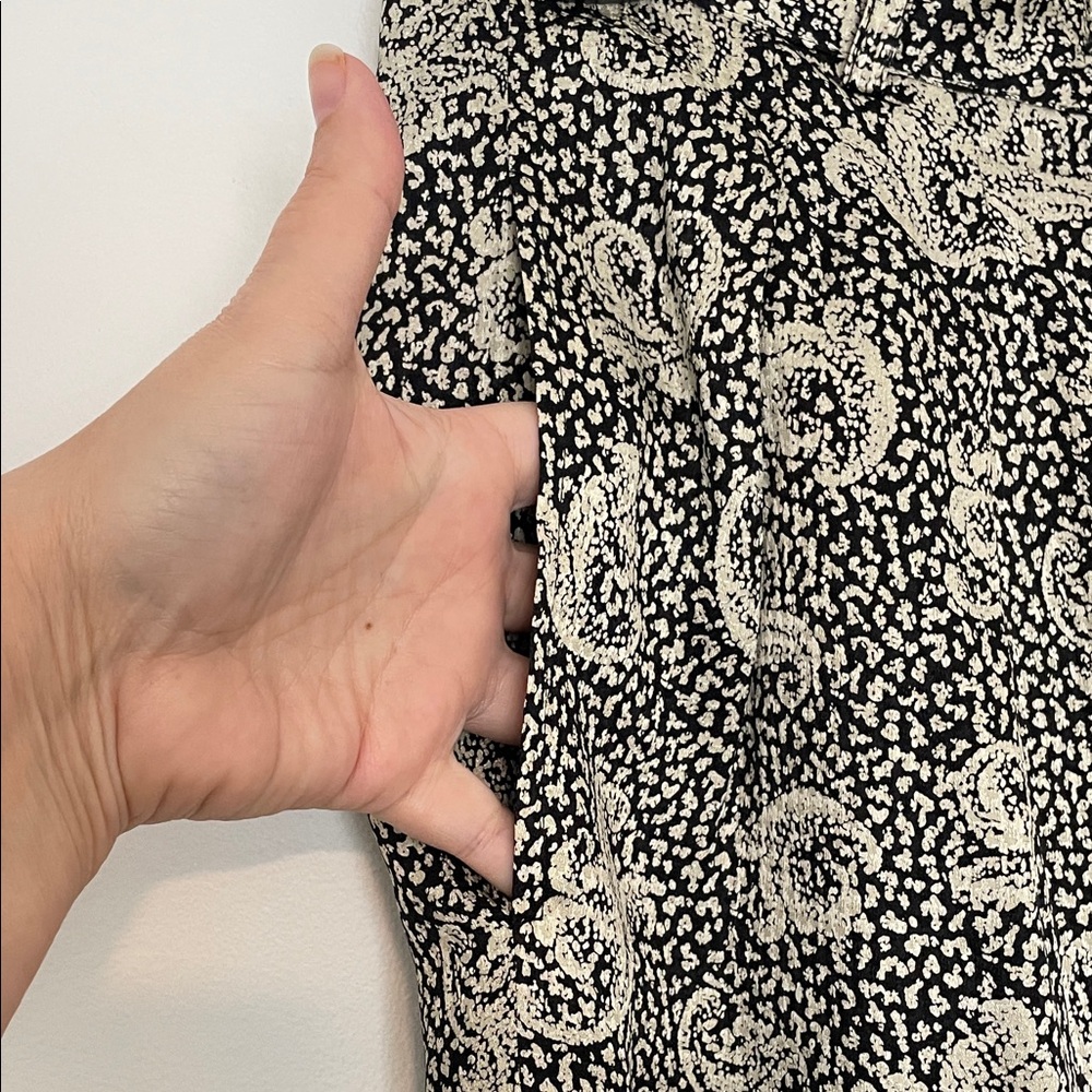 Anne Klein Vintage 100% Silk Black Paisley Pants size 12 - Picture 7 of 13